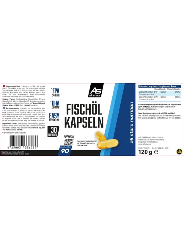 All Stars Fischöl Omega 3 Kapseln 90 Stk