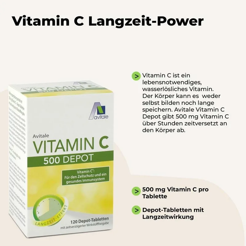 Avitale Vitamin C 500 mg Depot Tabletten mit Langzeitwirkung