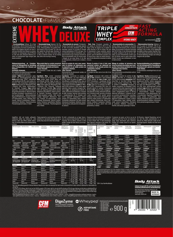 Body Attack Extreme Whey Deluxe (900g Beutel)