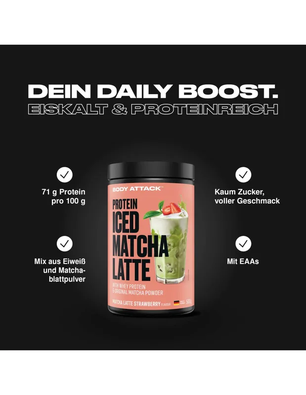 Body Attack Iced Matcha Latte Strawberry 500g