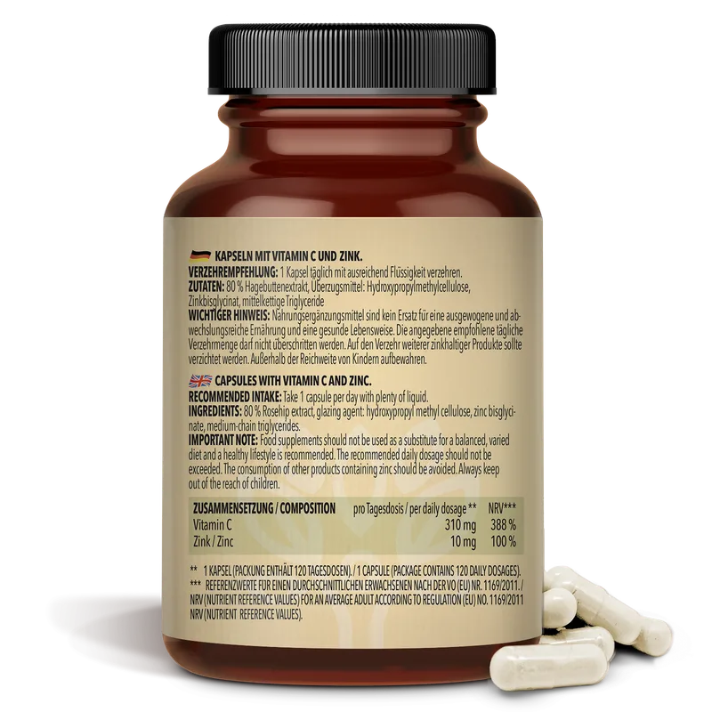 Vitamin C + Zink (120 Kapseln)