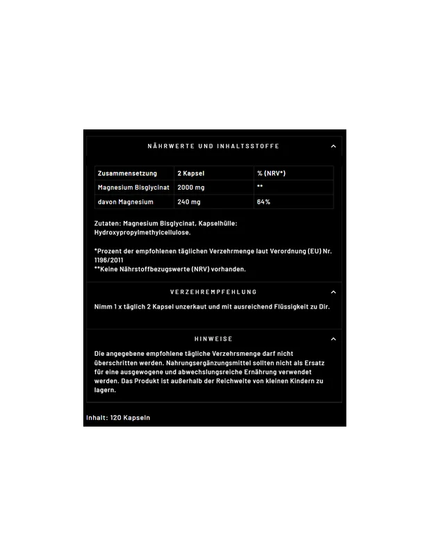 Gods Rage Magnesium Bisglycinat 120 Stk