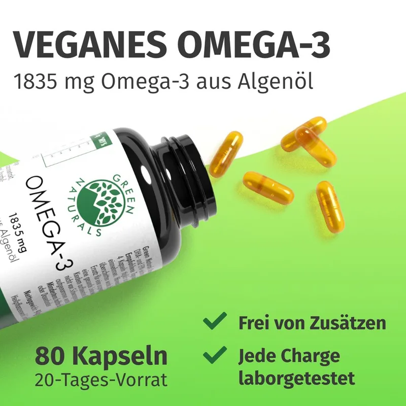 GREEN NATURALS Omega-3 Kapseln 1835mg vegan + DHA