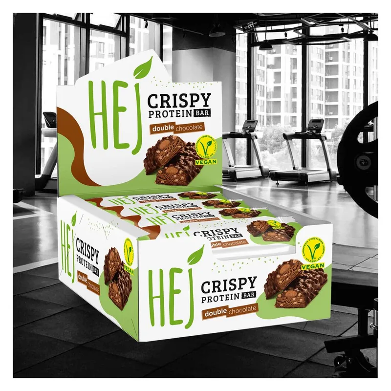 Knuspriger veganer Proteinriegel Schokolade Himbeere
