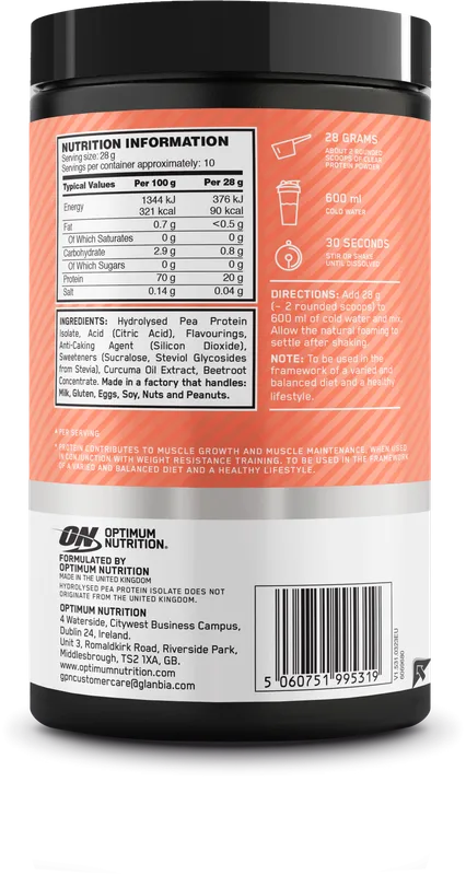 OPTIMUM NUTRITIONClear Protein 100% Plant Protein Isolate (280g)