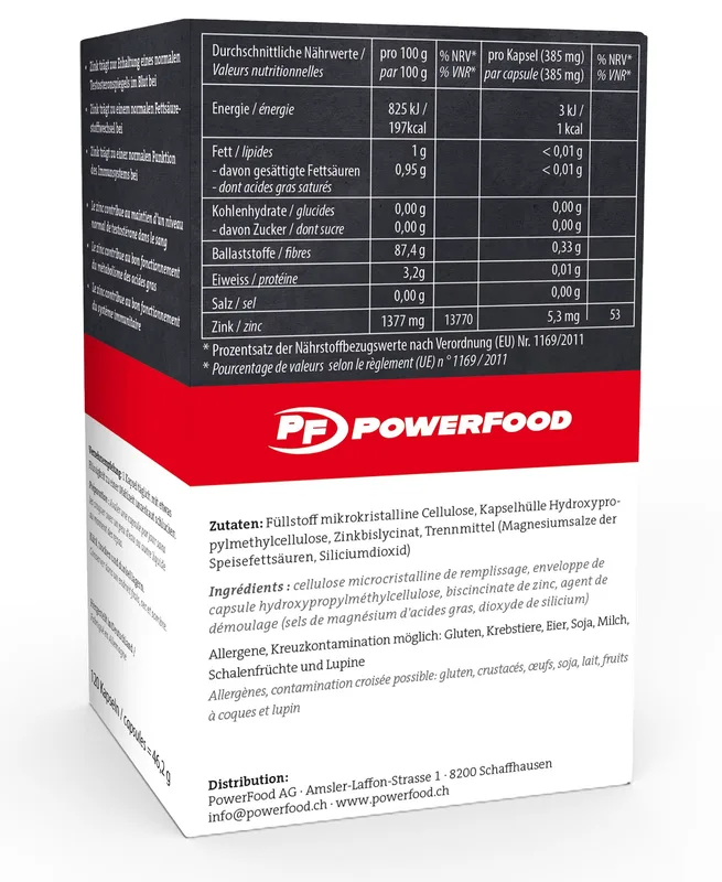 PowerFood Zinc Bisglycinat (120 Caps)