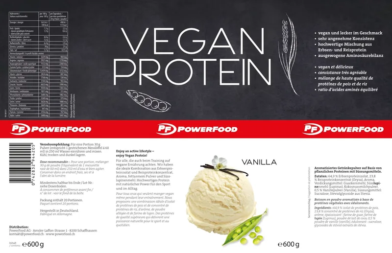 PowerFood Vegan Protein (600g Dose)