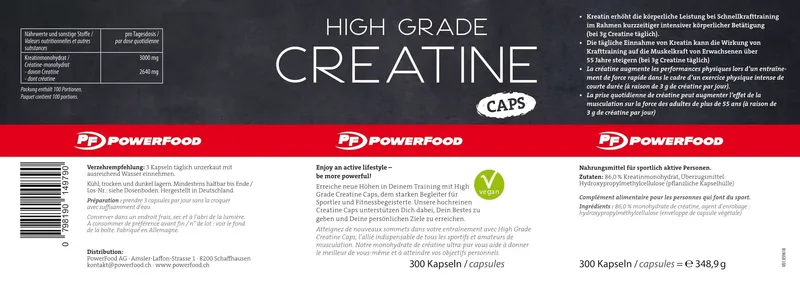 PowerFood High Grade Creatine Caps (300 Caps)