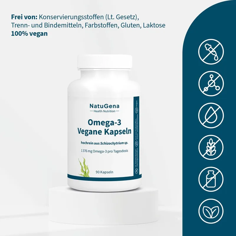 NatuGena Omega-3 Vegane Kapseln – Algenöl mit DHA & EPA