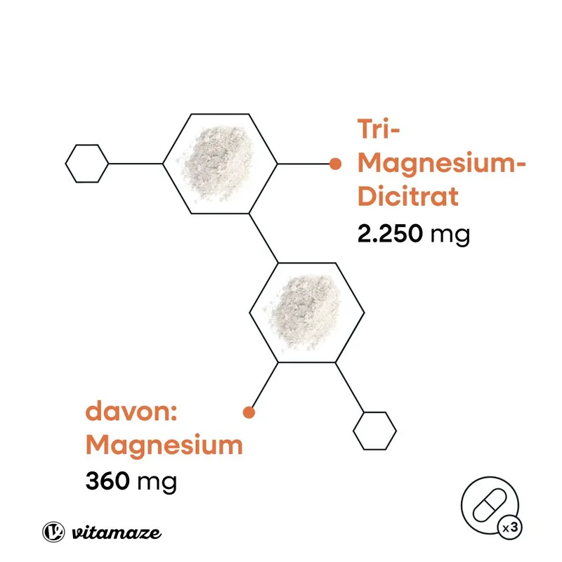 Magnesium Citrat 360 mg elementar hochdosiert, vegan – für Muskeln & Knochen – 180 Kapseln, 2 Monate