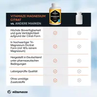 Magnesium Citrat 360 mg elementar hochdosiert, vegan – für Muskeln & Knochen – 180 Kapseln, 2 Monate