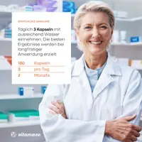 Magnesium Citrat 360 mg elementar hochdosiert, vegan – für Muskeln & Knochen – 180 Kapseln, 2 Monate