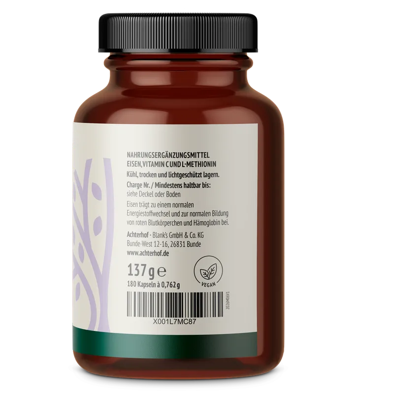 Eisen + Vitamin C (180 Kapseln)