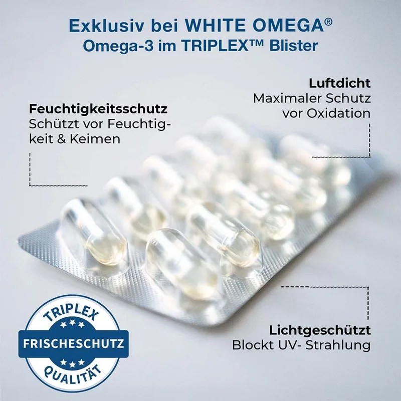 White Omega PLUS Hochdosierte Omega 3 Fischöl Kapseln